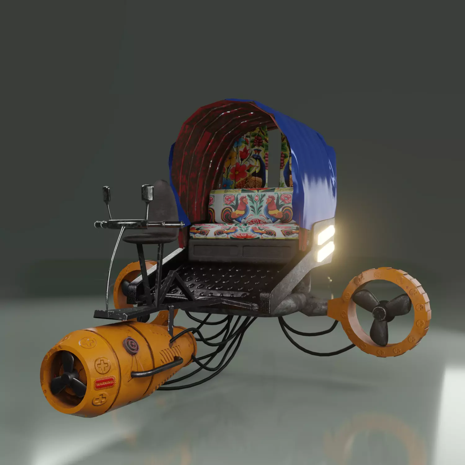 cyberpunk desi sci-fi vehicle 3d model with PBR texture 3D model_0