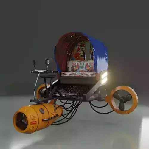 cyberpunk desi sci-fi vehicle 3d model with PBR texture 3D model