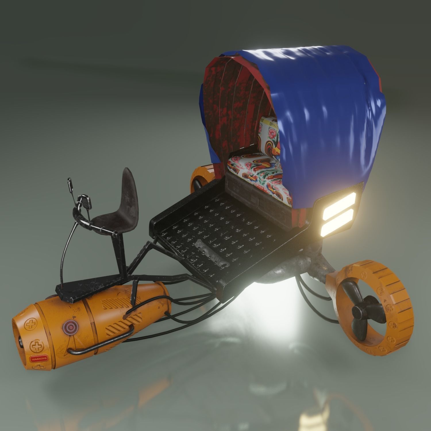 cyberpunk desi sci-fi vehicle 3d model with PBR texture 3D model_7