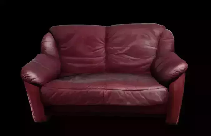 Leather Sofa - lether couch Low Poly Game Ready Scanned