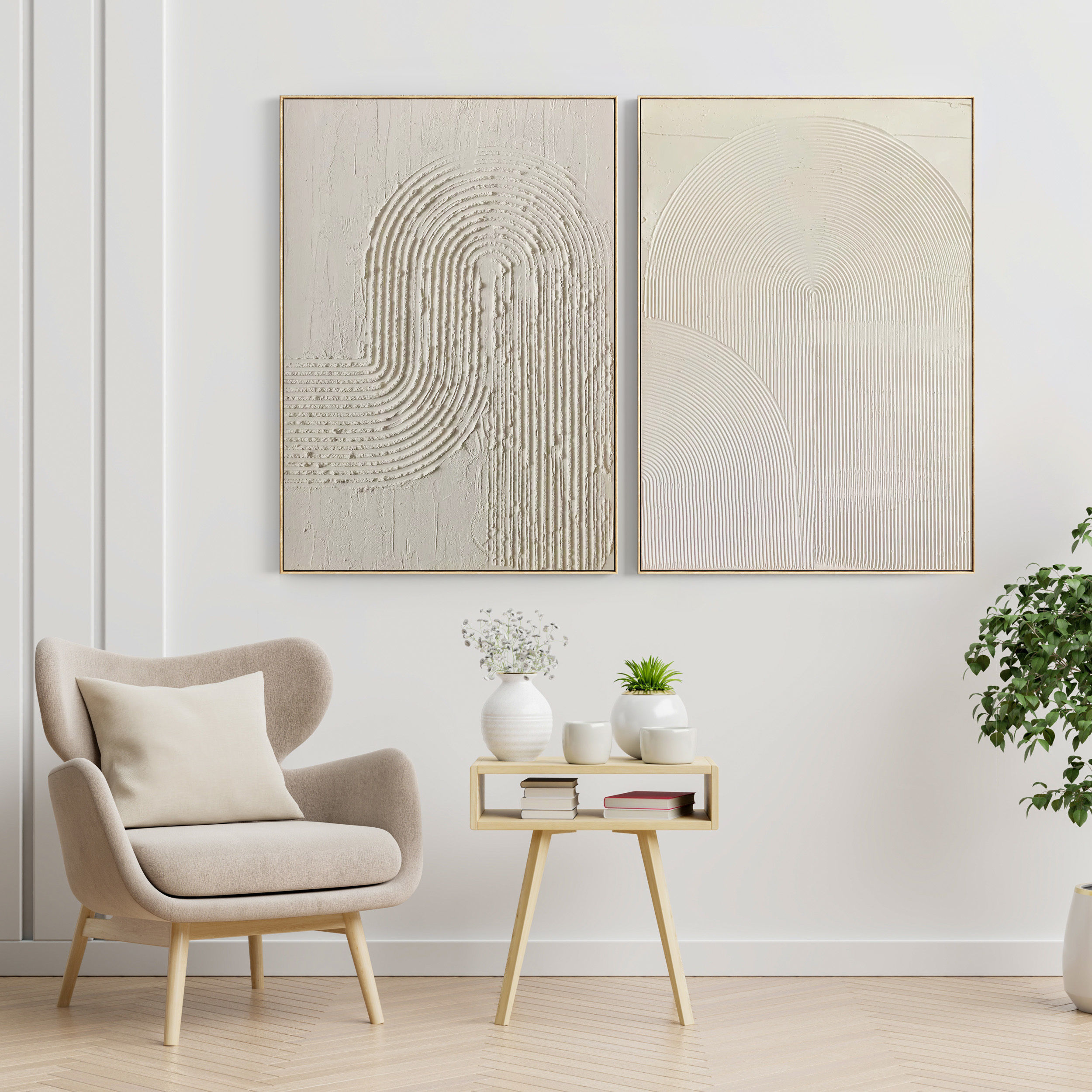 Plaster Two Photo Frame E-36 Low-poly 3D model_2