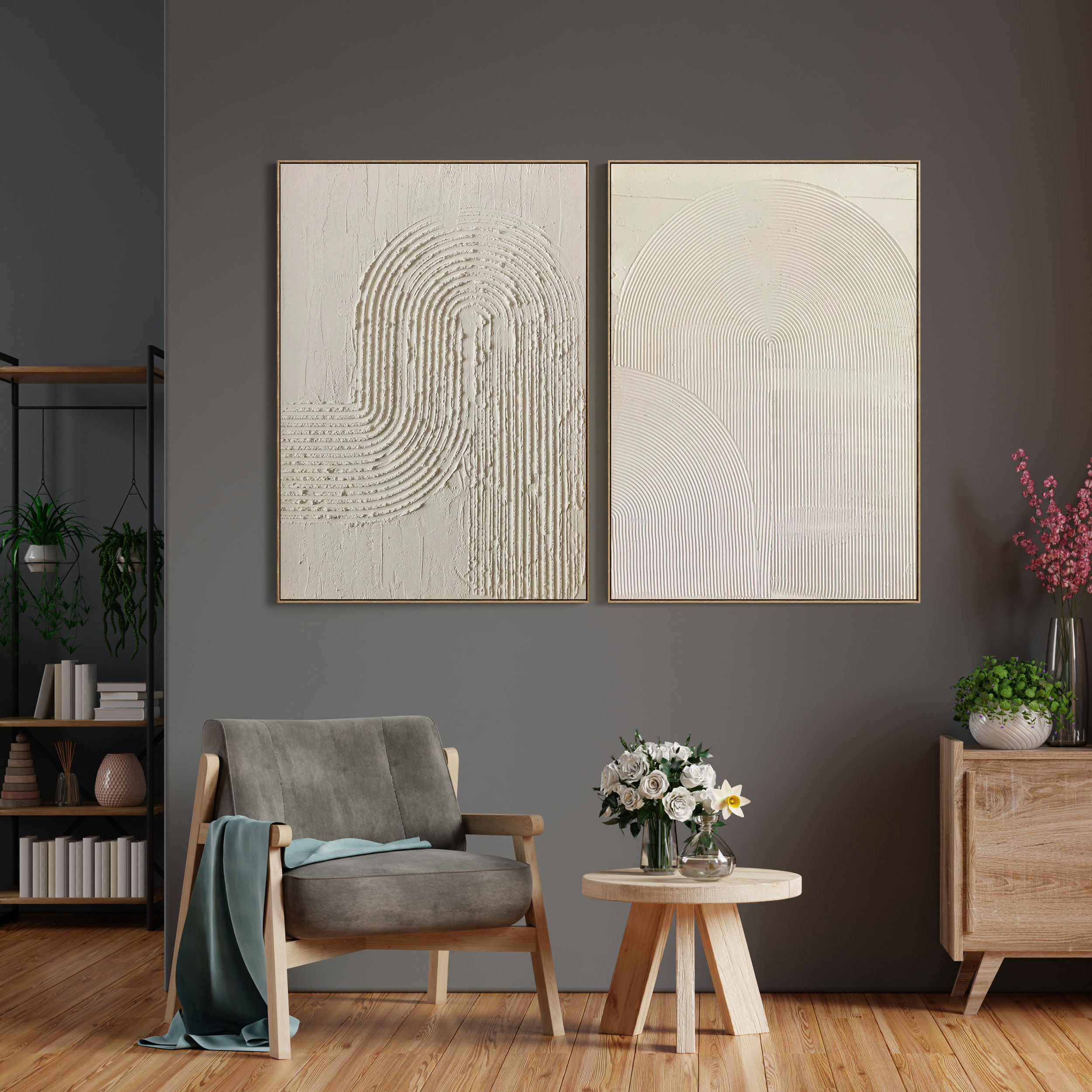 Plaster Two Photo Frame E-36 Low-poly 3D model_5