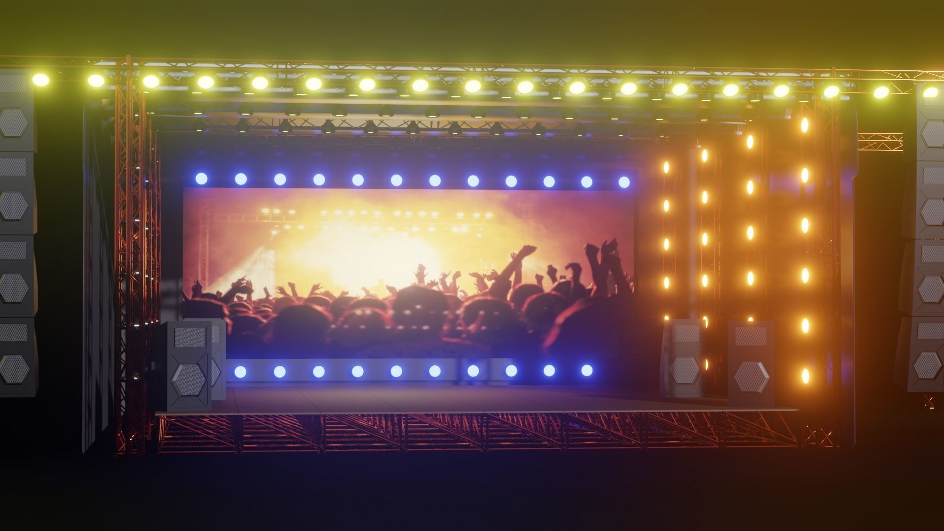 Entertainment Outdoor Event Stage 3D Model with Light 3D model Low-poly 3D model_1