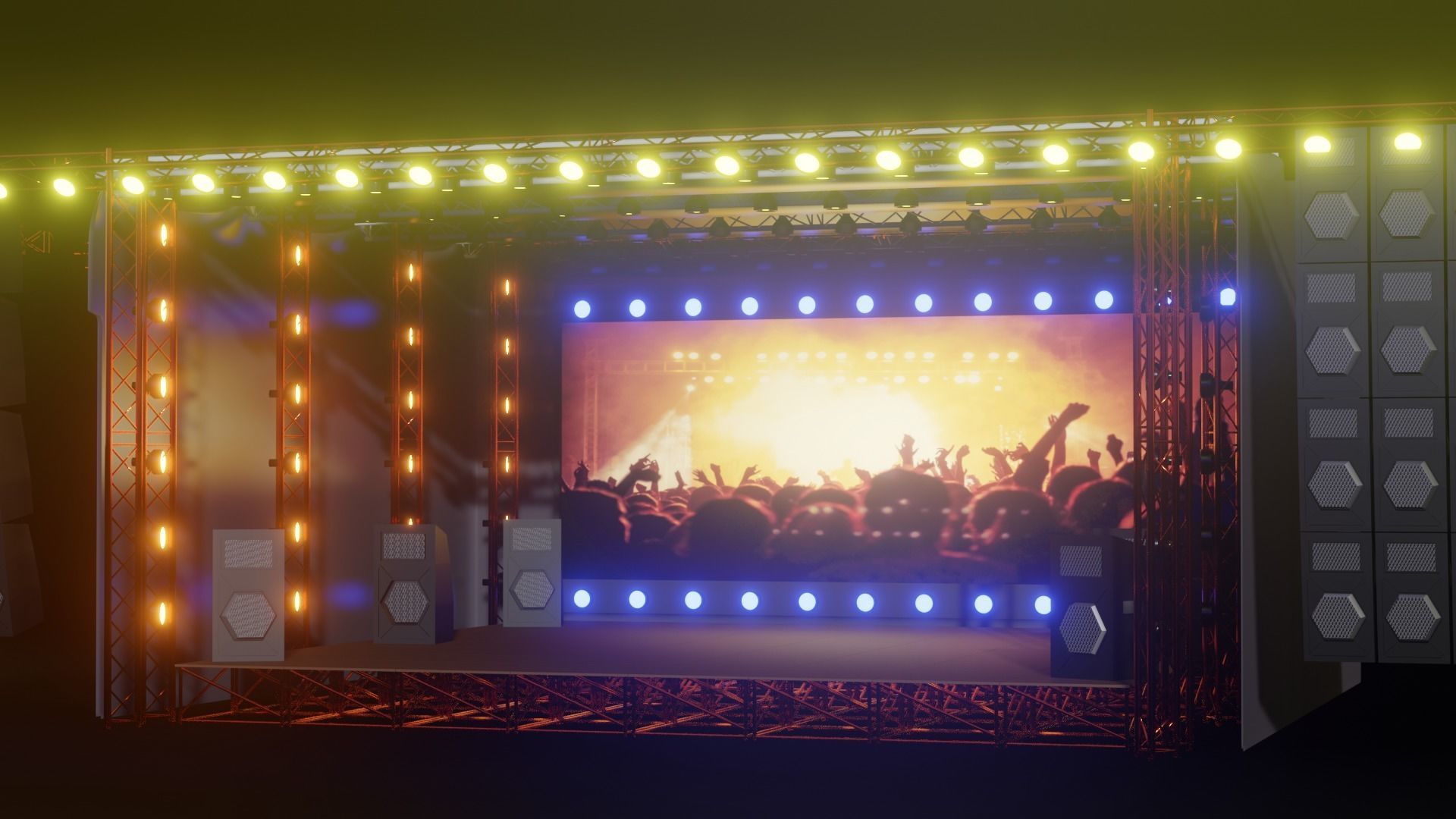 Entertainment Outdoor Event Stage 3D Model with Light 3D model Low-poly 3D model_2