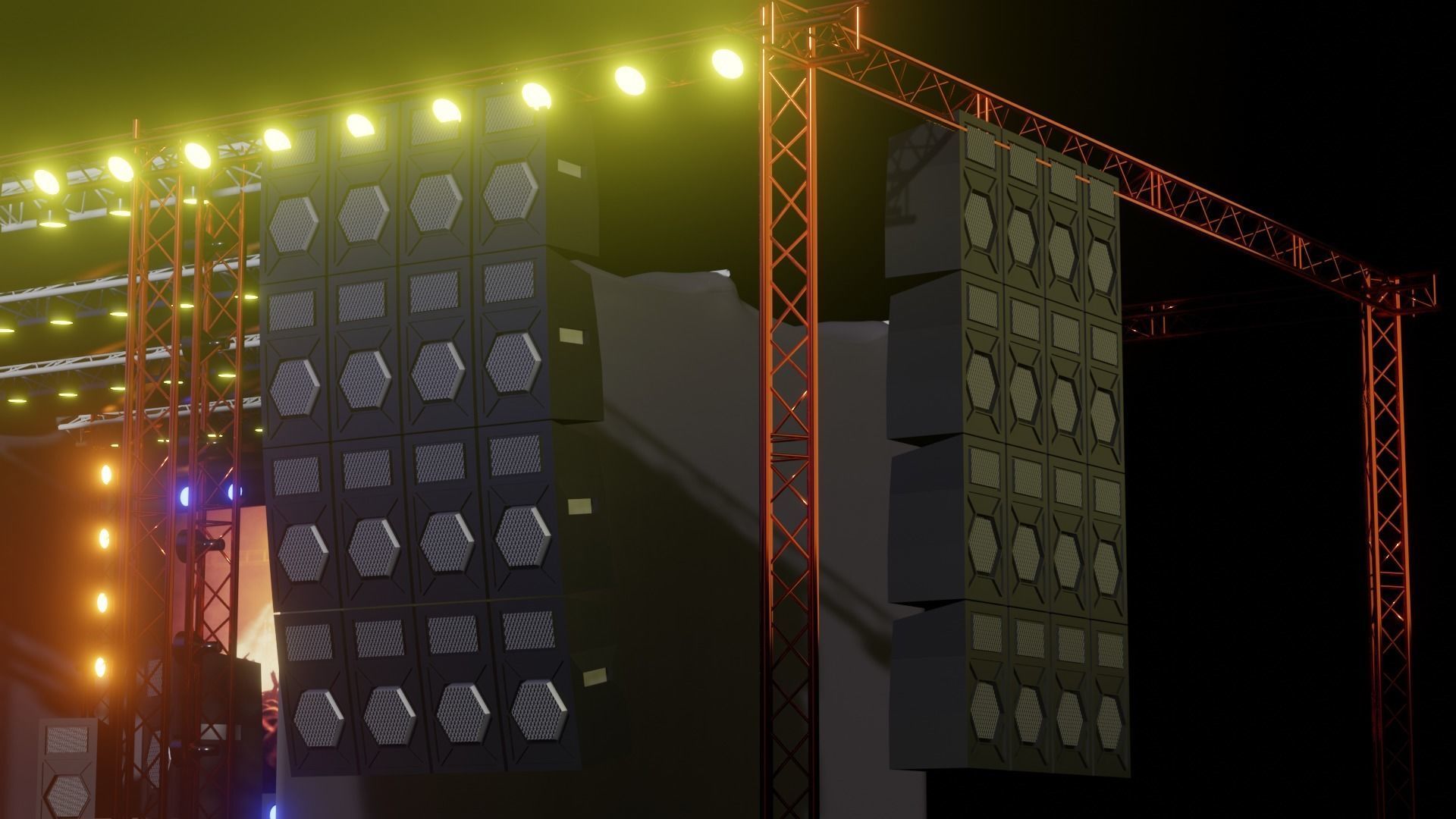 Entertainment Outdoor Event Stage 3D Model with Light 3D model Low-poly 3D model_3