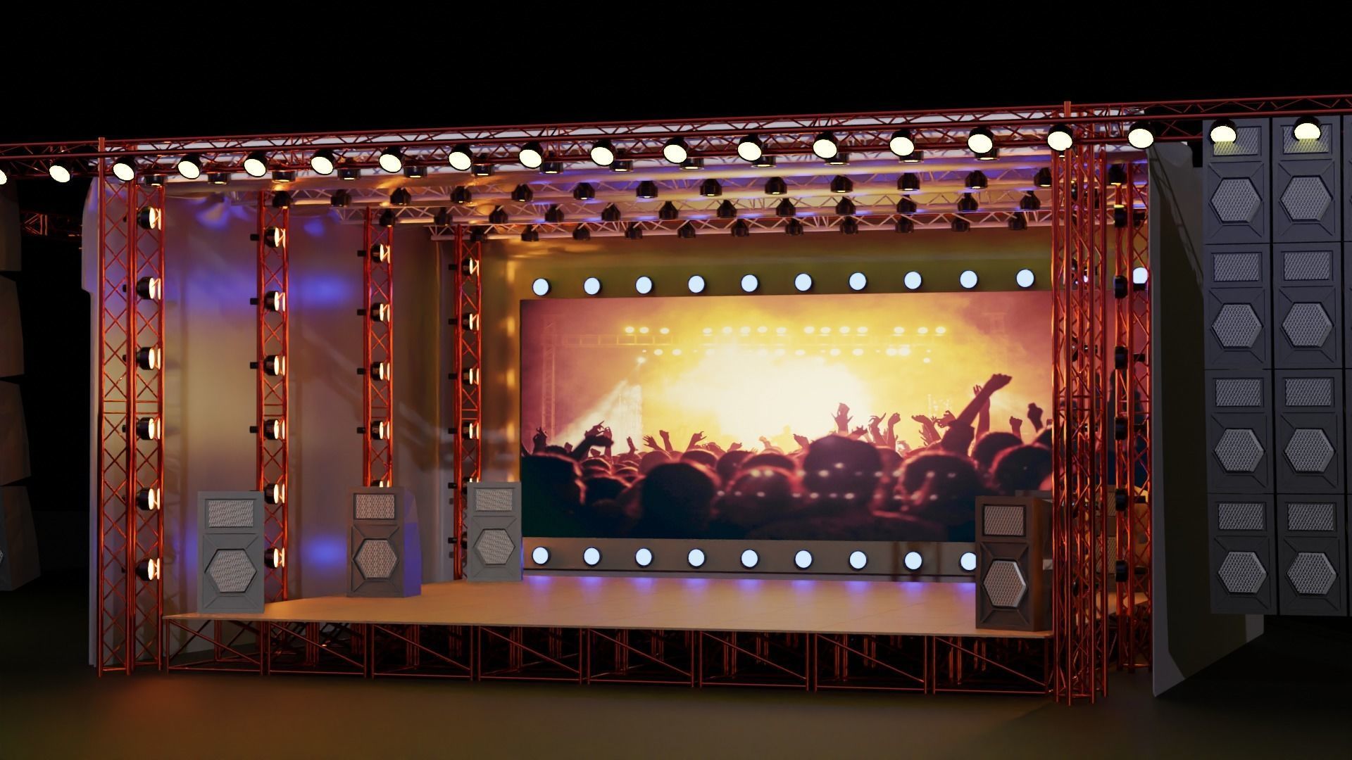 Entertainment Outdoor Event Stage 3D Model with Light 3D model Low-poly 3D model_7