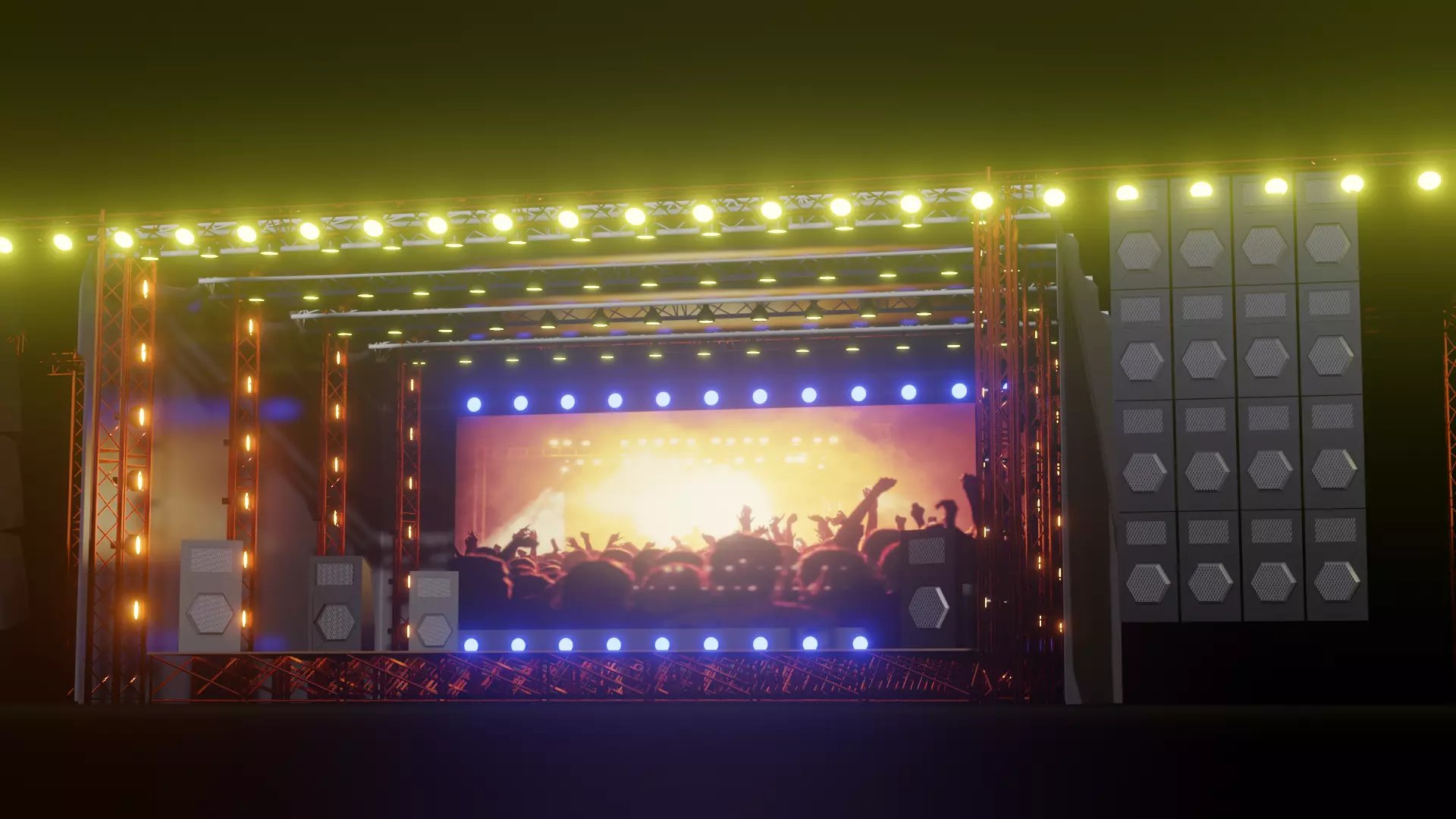 Entertainment Outdoor Event Stage 3D Model with Light 3D model Low-poly 3D model_0