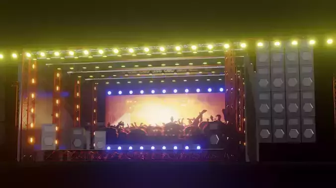 Entertainment Outdoor Event Stage 3D Model with Light 3D model Low-poly 3D model