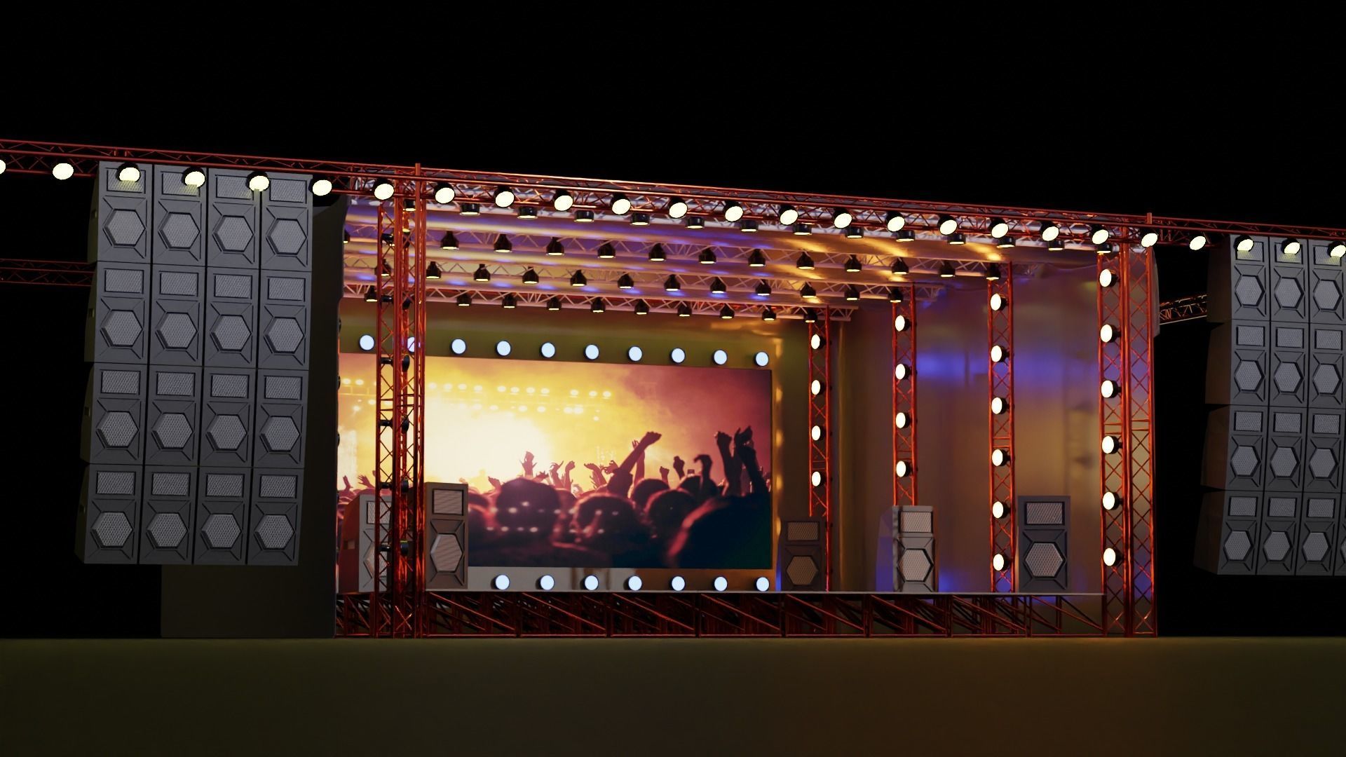 Entertainment Outdoor Event Stage 3D Model with Light 3D model Low-poly 3D model_9