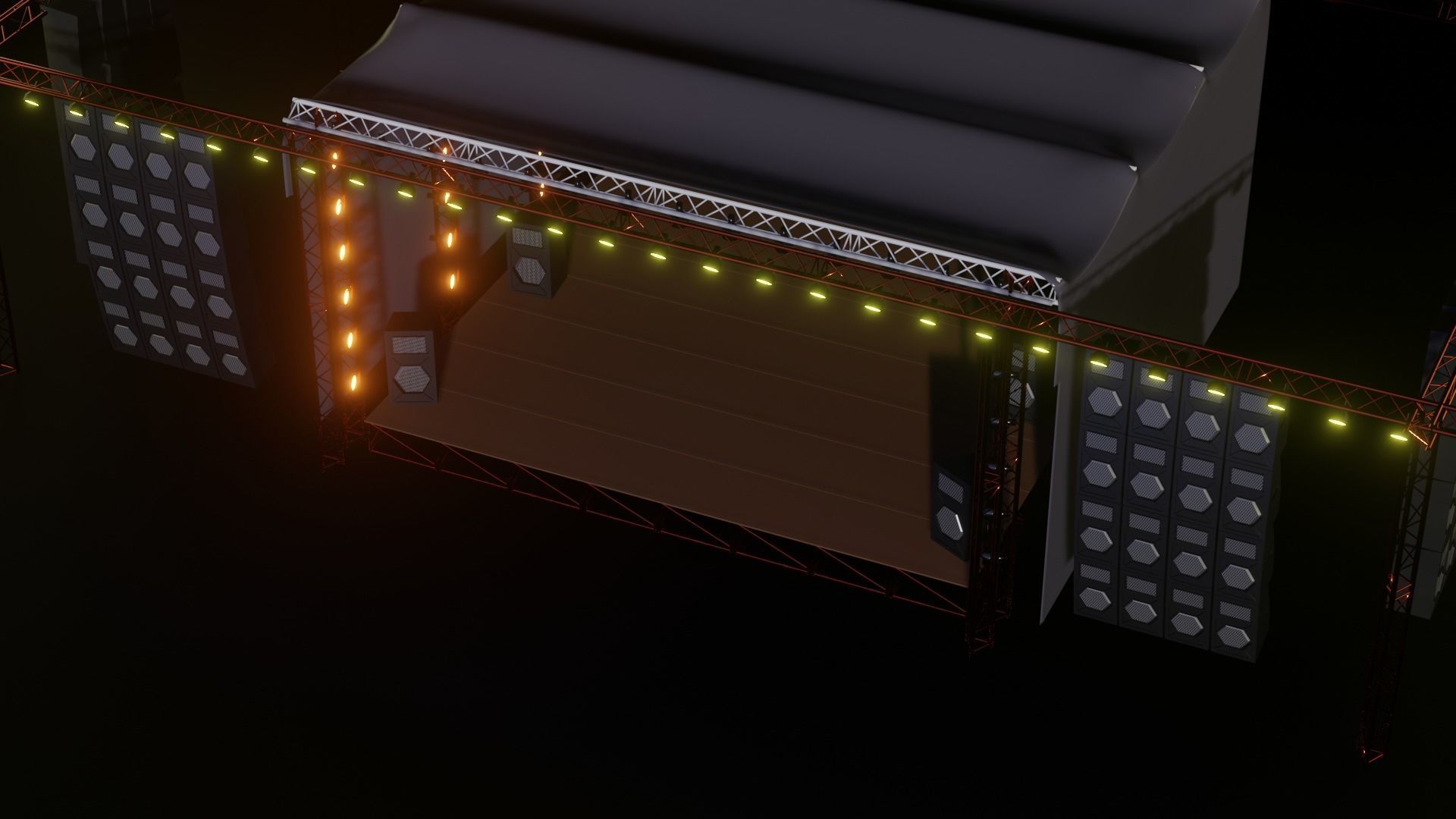 Entertainment Outdoor Event Stage 3D Model with Light 3D model Low-poly 3D model_5
