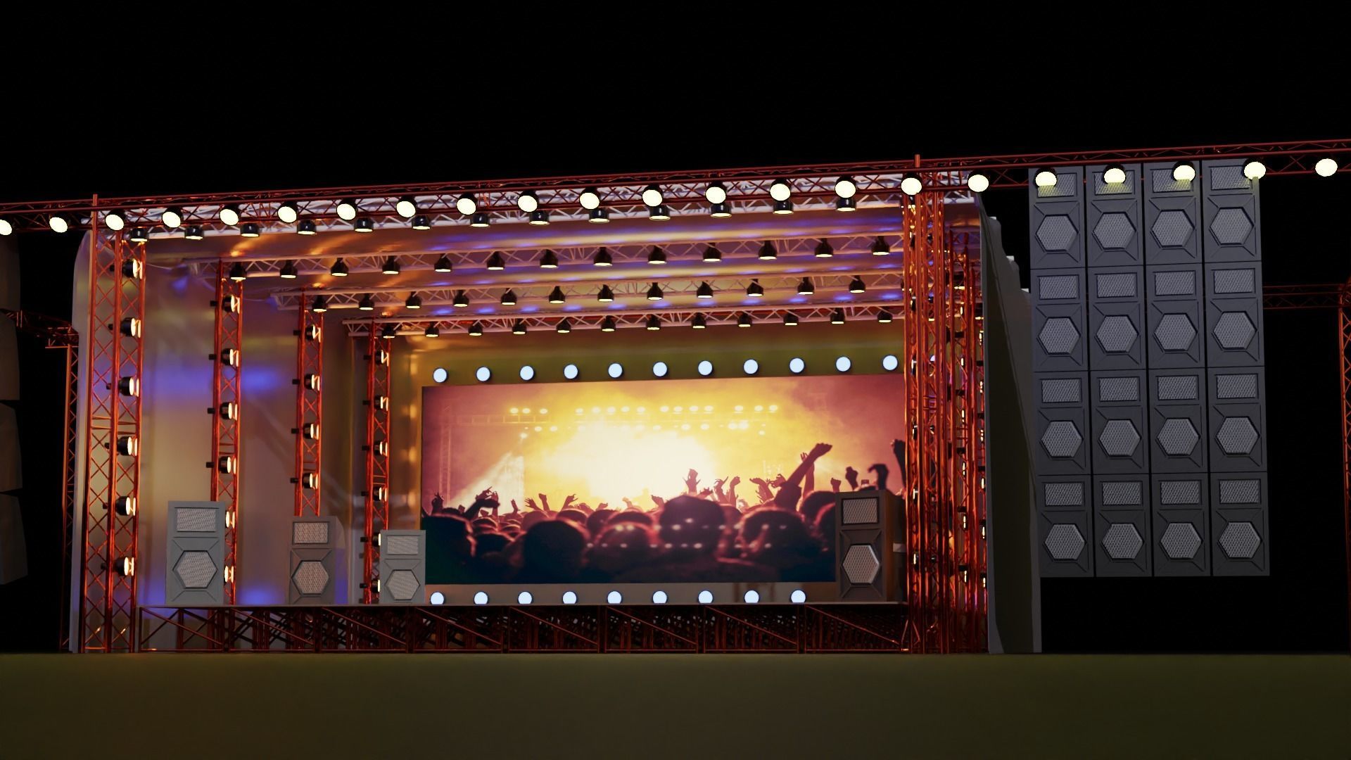 Entertainment Outdoor Event Stage 3D Model with Light 3D model Low-poly 3D model_11