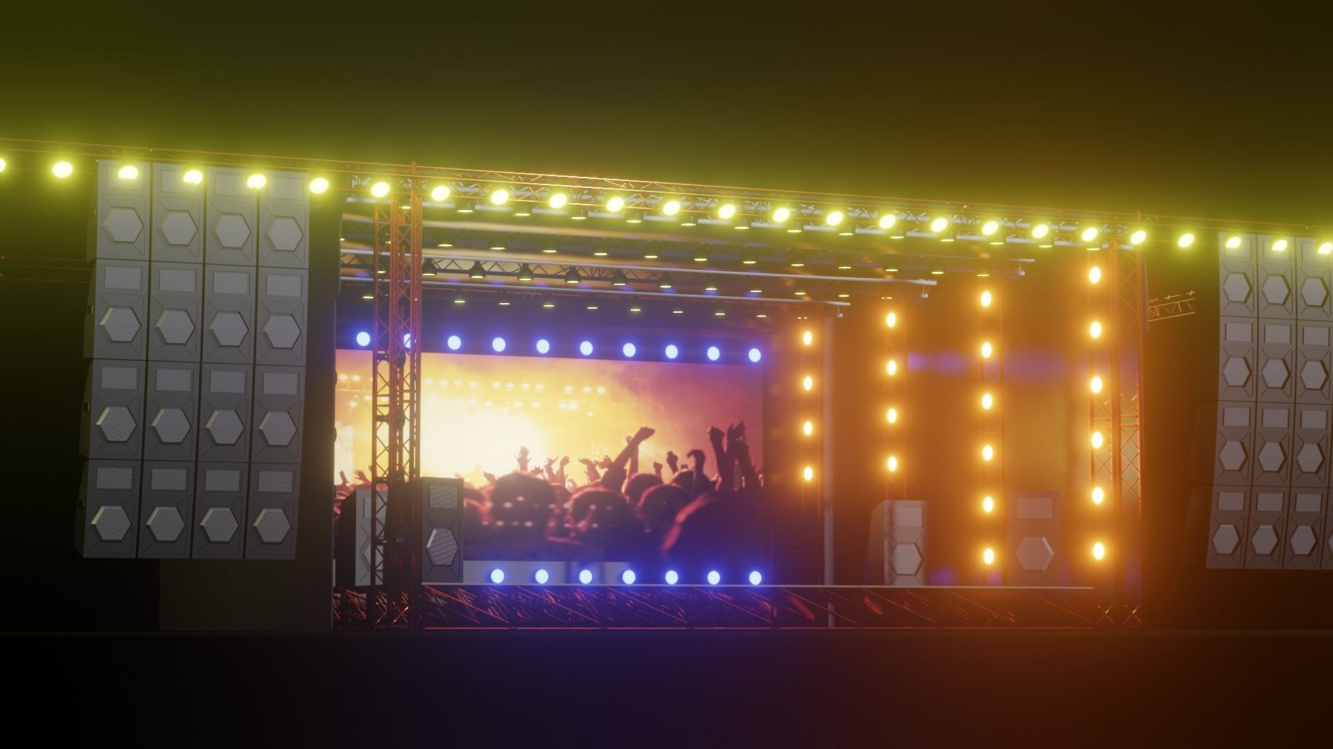 Entertainment Outdoor Event Stage 3D Model with Light 3D model Low-poly 3D model_4