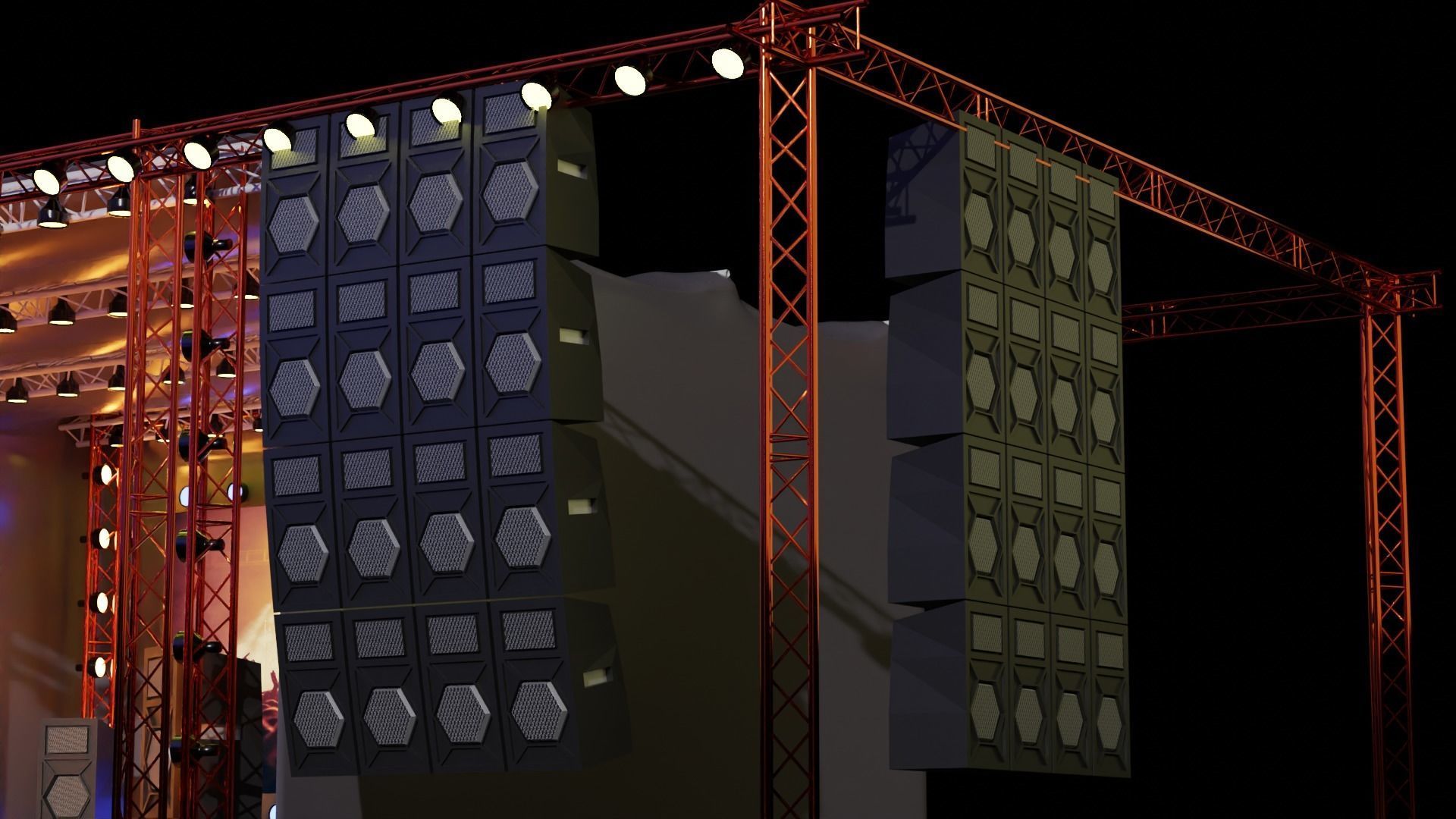 Entertainment Outdoor Event Stage 3D Model with Light 3D model Low-poly 3D model_8