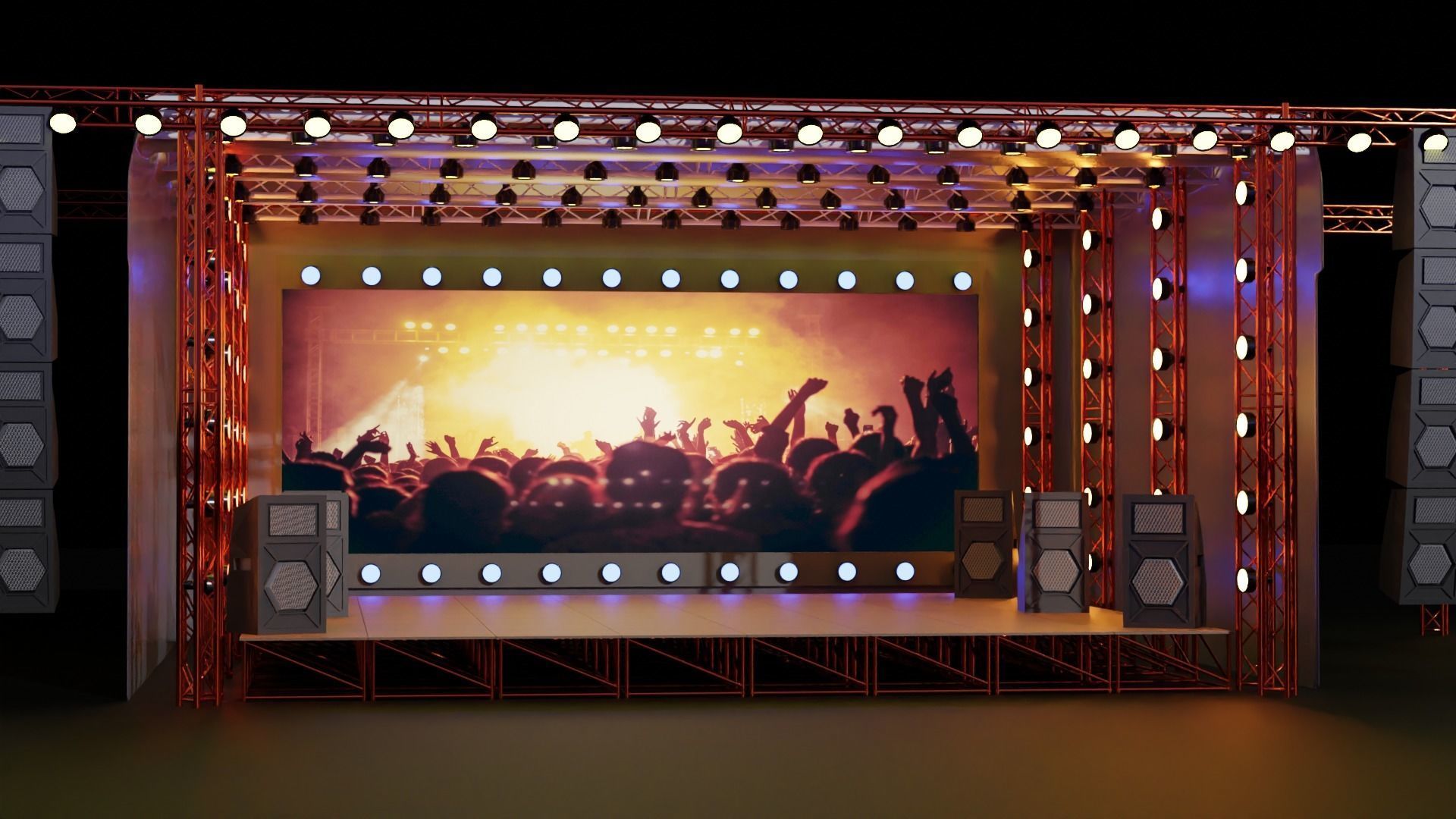 Entertainment Outdoor Event Stage 3D Model with Light 3D model Low-poly 3D model_6