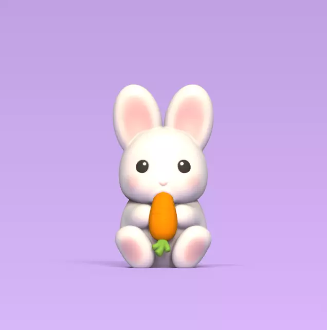 Bunny Eating Carrot 3D print model_0