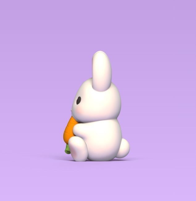 Bunny Eating Carrot 3D print model_1