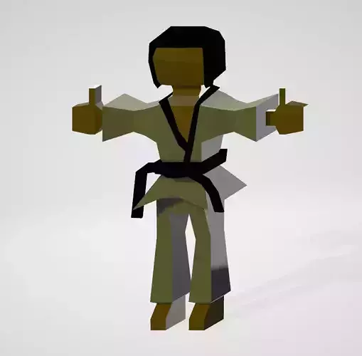 LOW POLY KARETE KID Low-poly 3D model