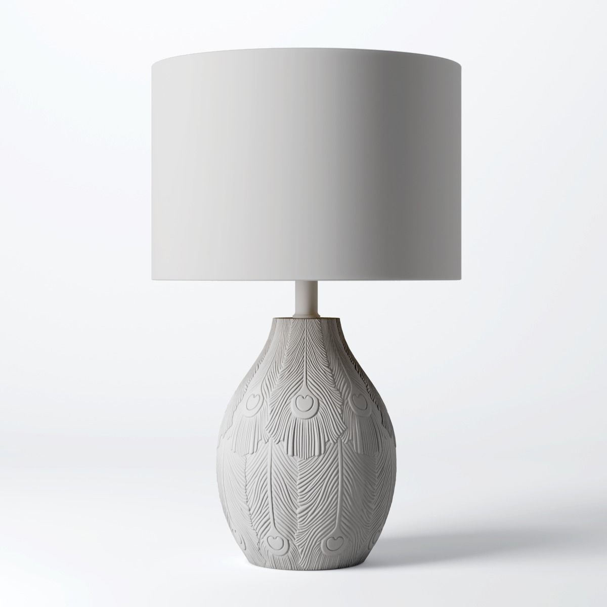 Peacock Feather Gold Table Lamp 3D model_1