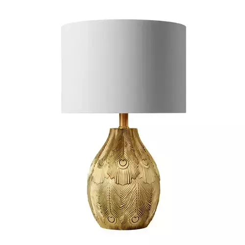 Peacock Feather Gold Table Lamp