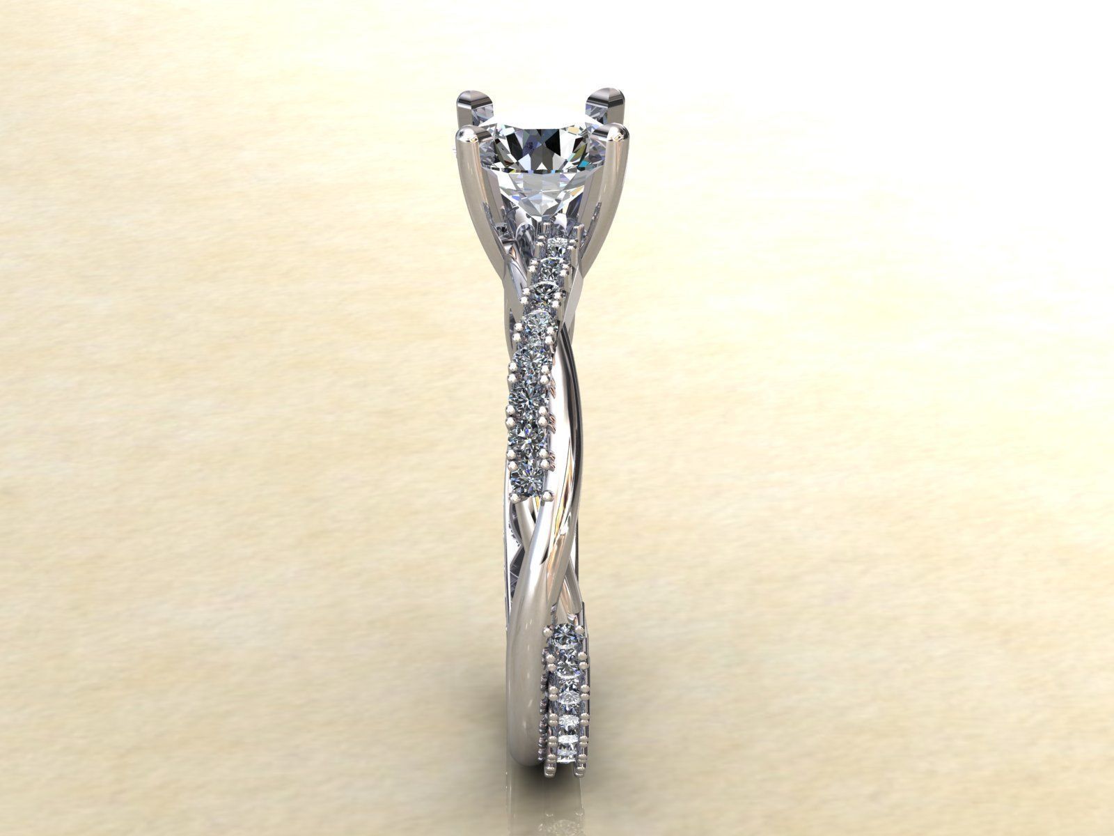 Twisted Vine Ring 1ct 3D print model_7