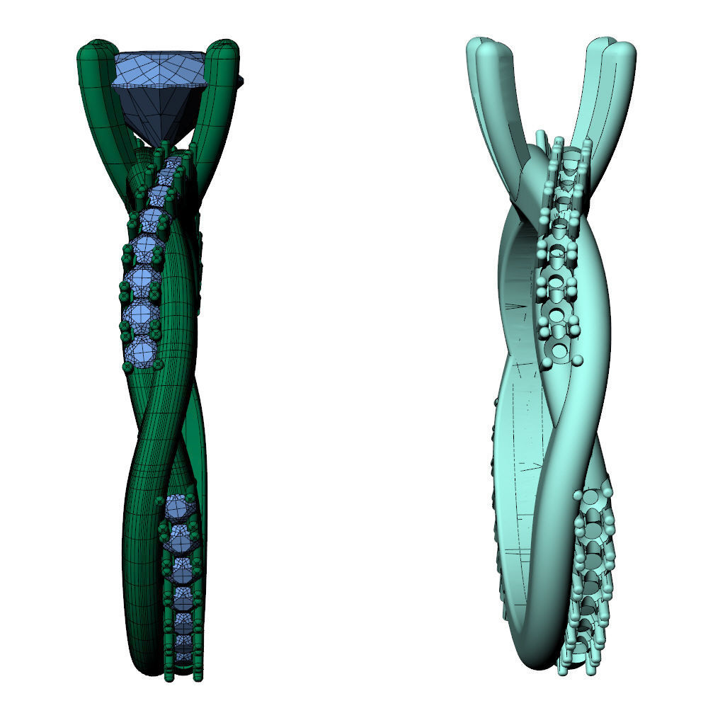 Twisted Vine Ring 1ct 3D print model_12