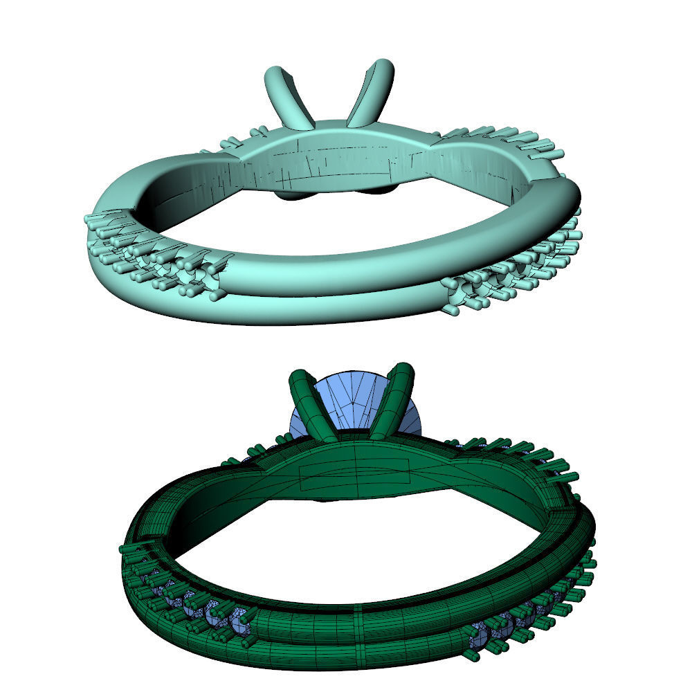 Twisted Vine Ring 1ct 3D print model_17