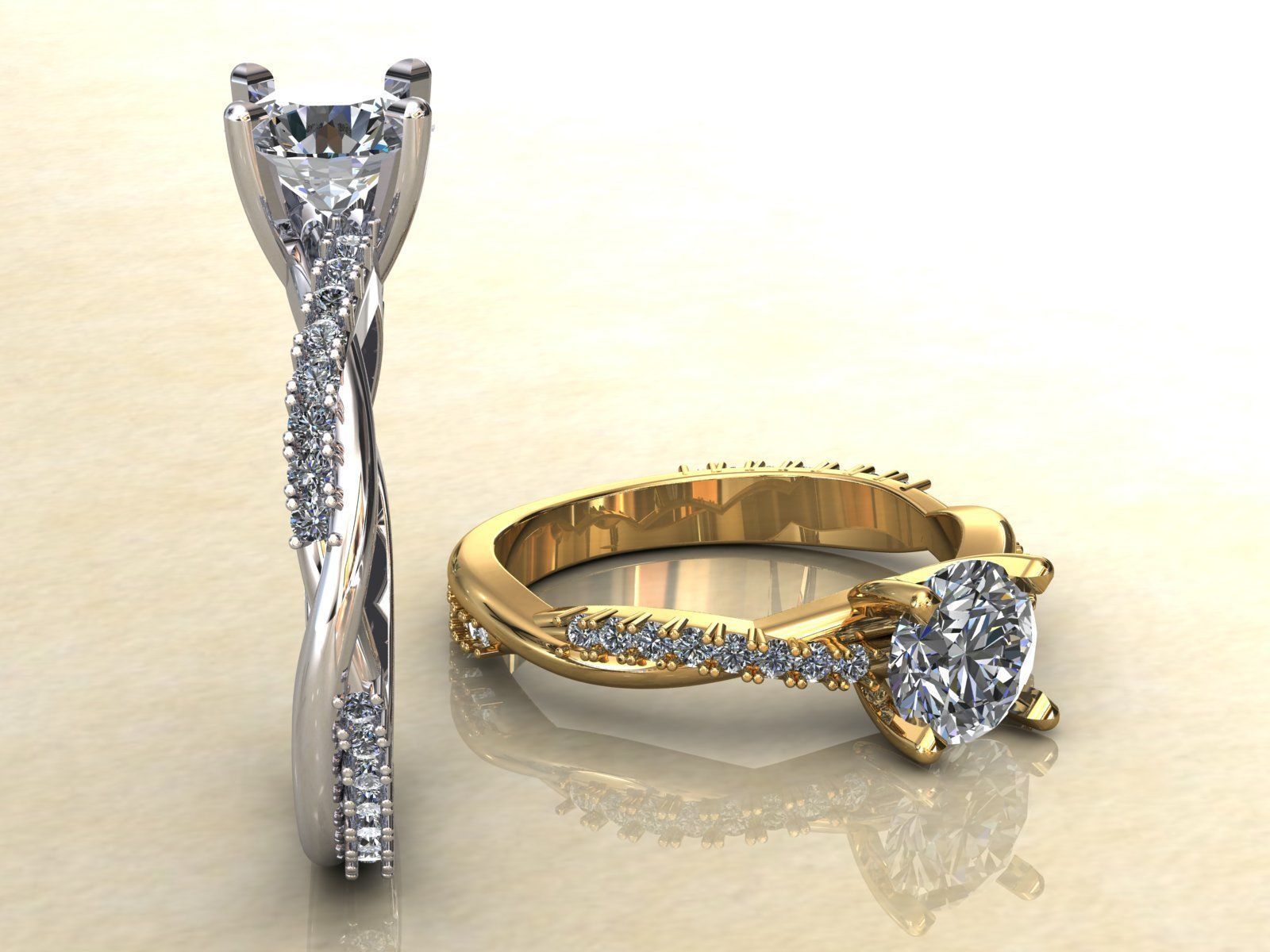 Twisted Vine Ring 1ct 3D print model_4