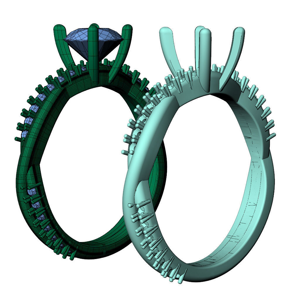Twisted Vine Ring 1ct 3D print model_13