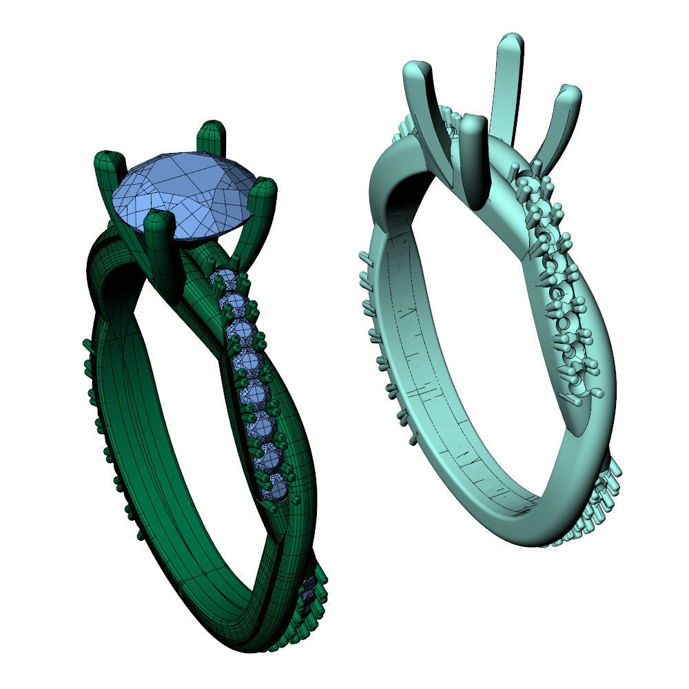 Twisted Vine Ring 1ct 3D print model_11