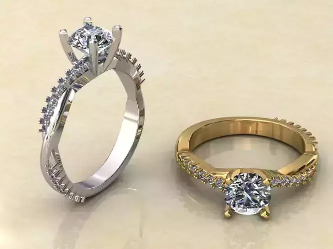 Twisted Vine Ring 1ct 3D print model