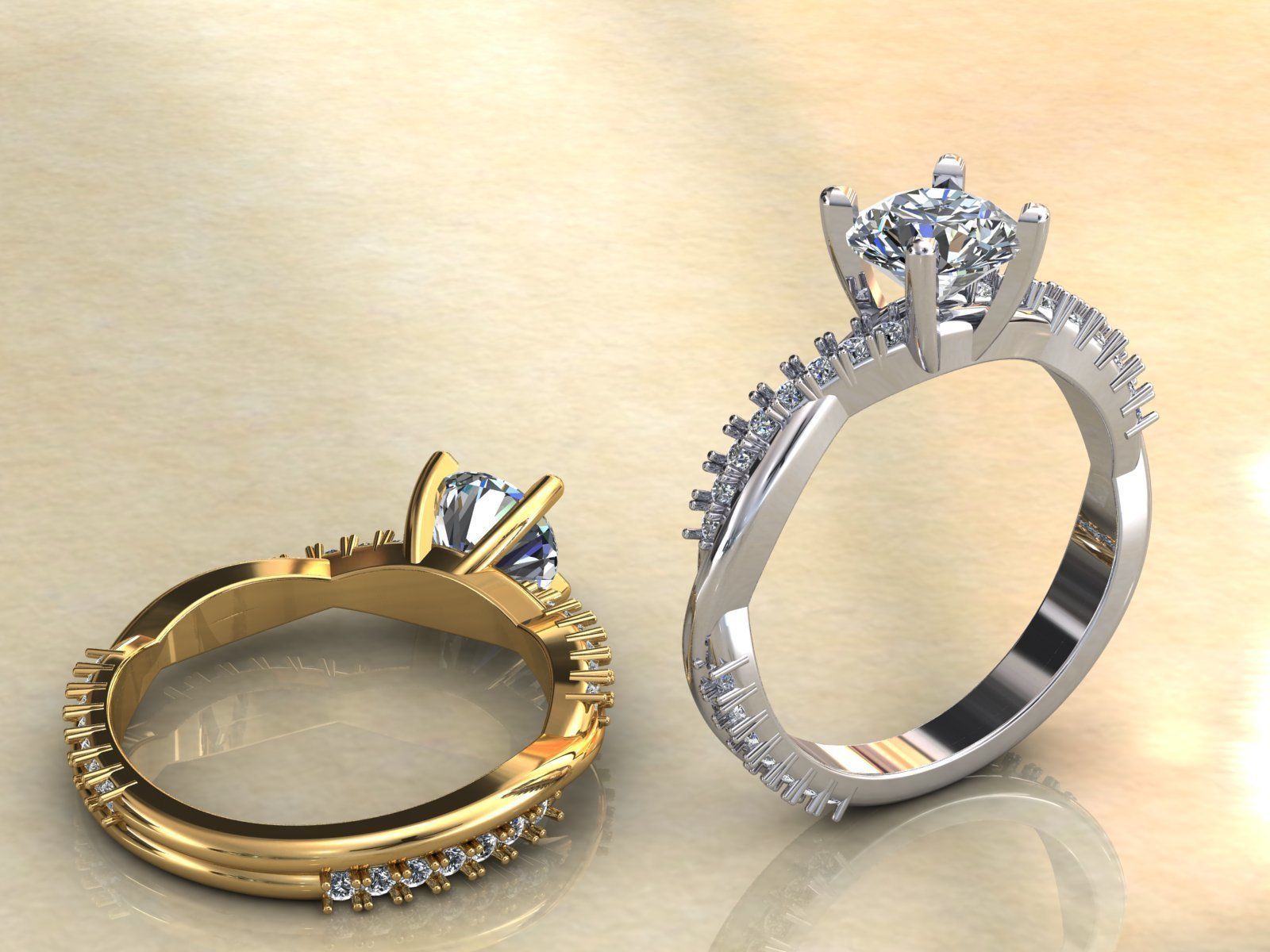 Twisted Vine Ring 1ct 3D print model_3