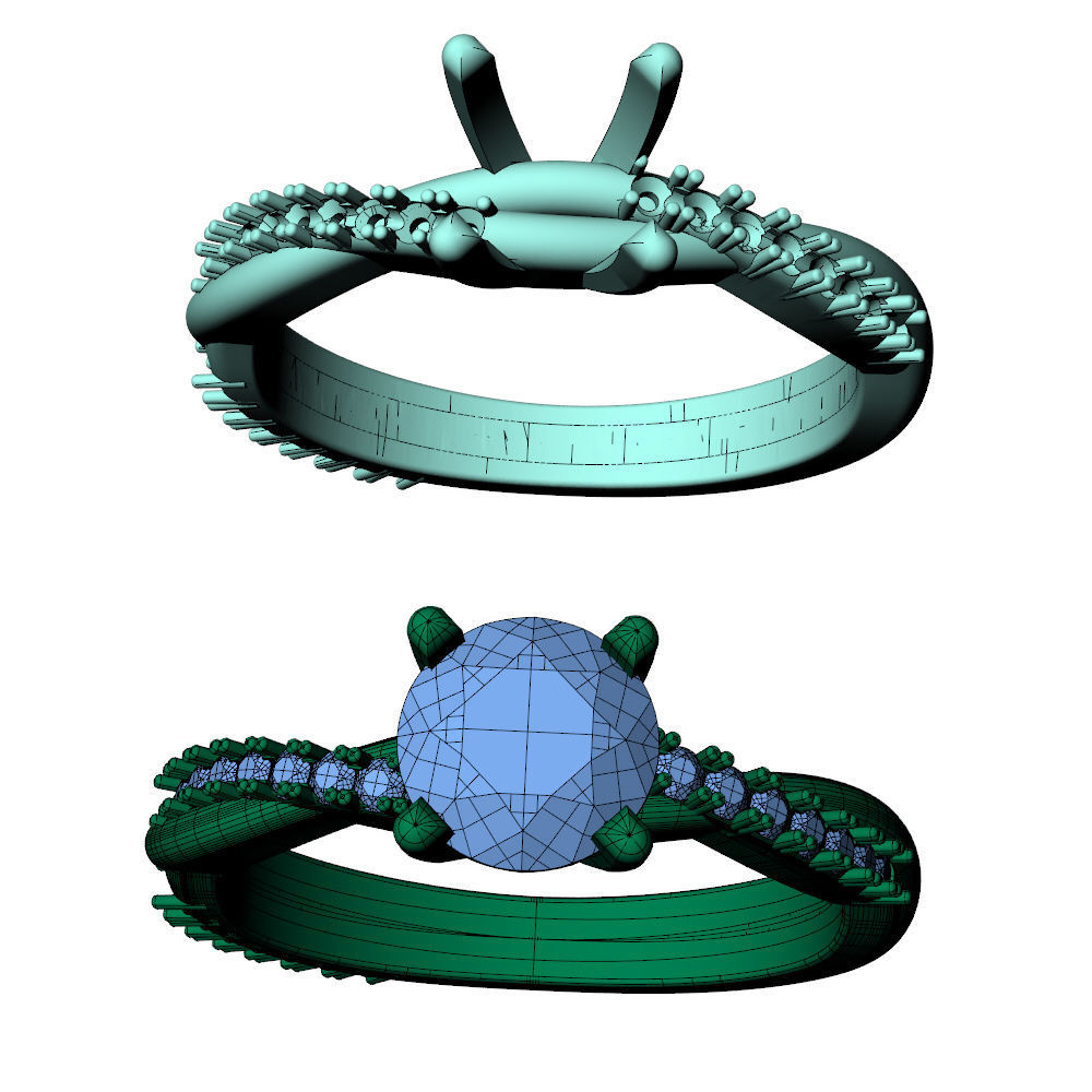 Twisted Vine Ring 1ct 3D print model_10