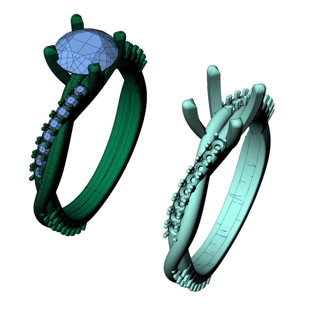 Twisted Vine Ring 1ct 3D print model_15