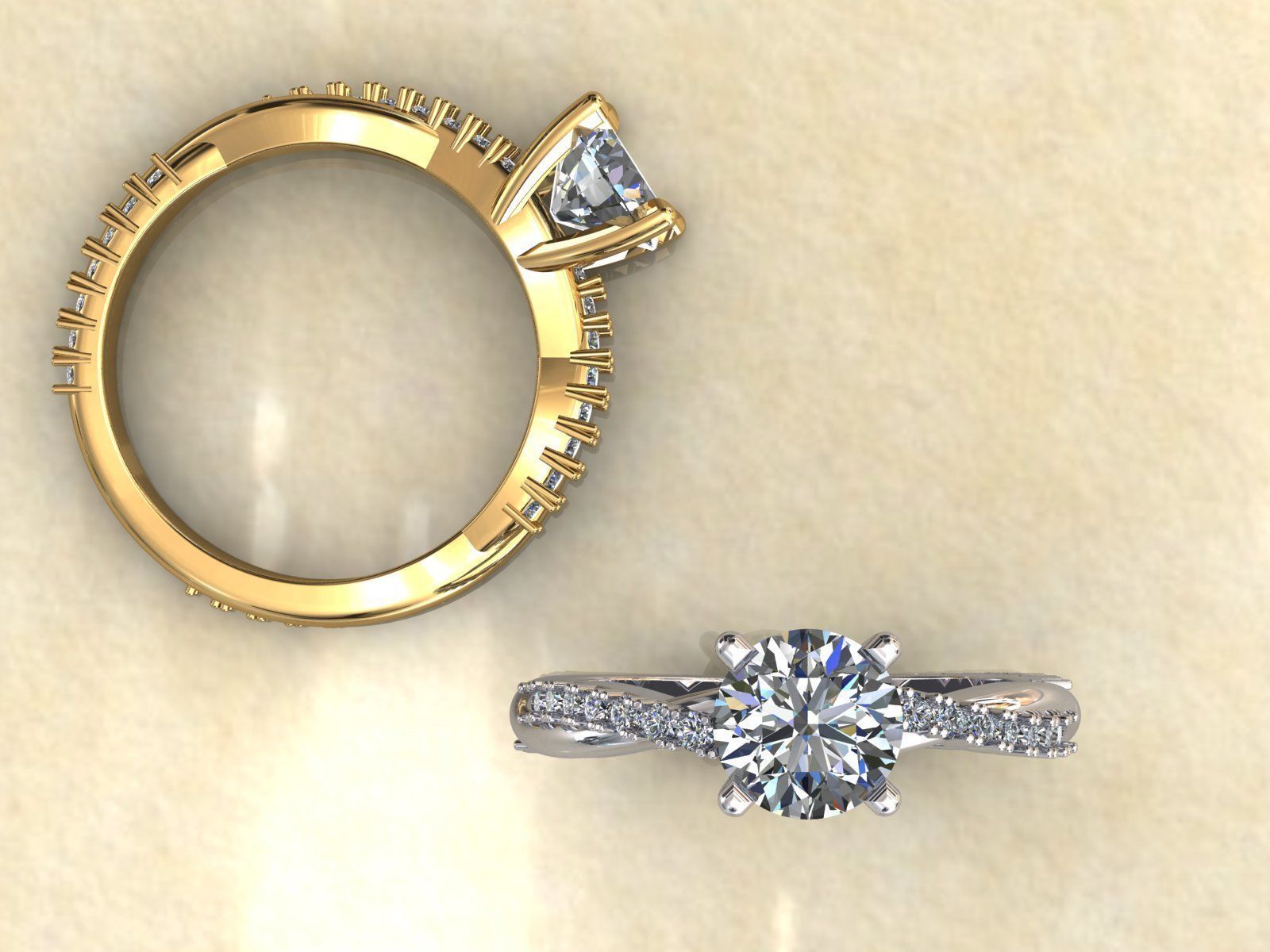 Twisted Vine Ring 1ct 3D print model_1