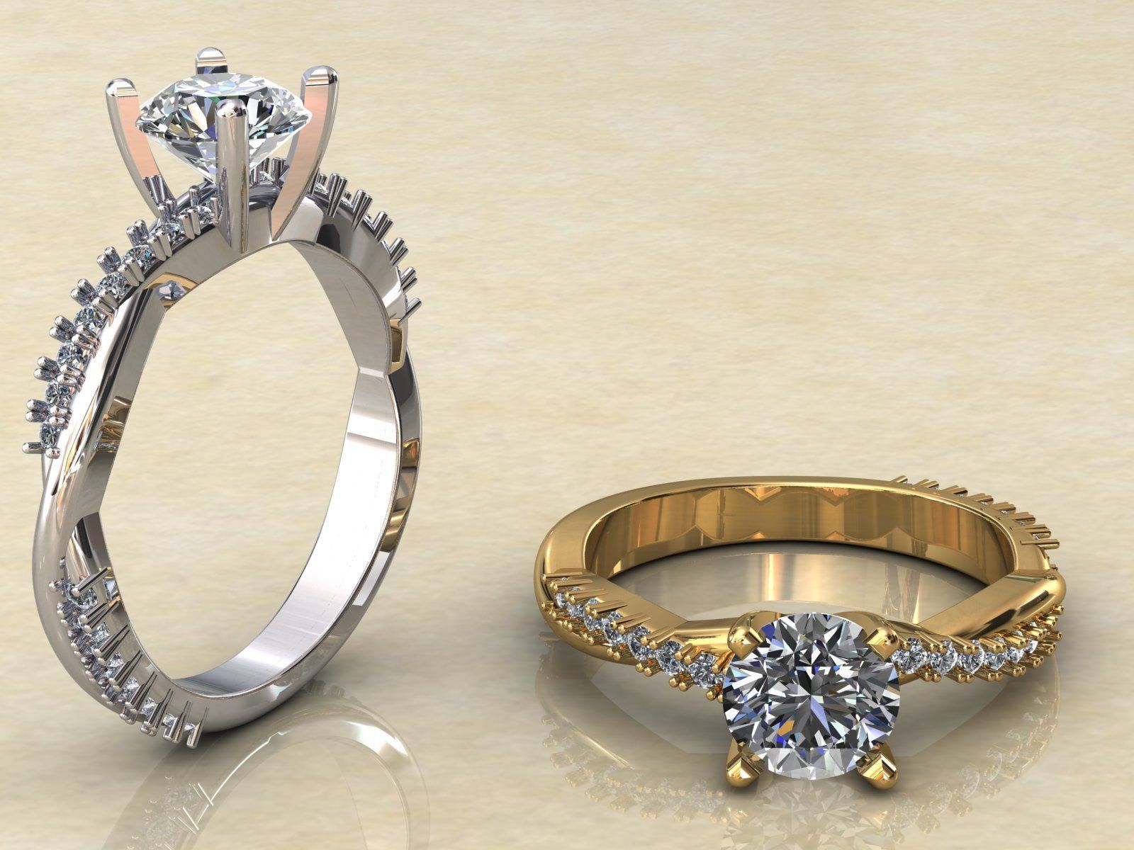 Twisted Vine Ring 1ct 3D print model_5