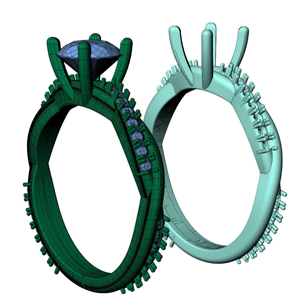 Twisted Vine Ring 1ct 3D print model_14