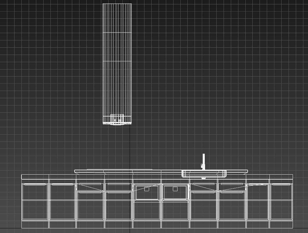 Long kitchen island 3D model_10