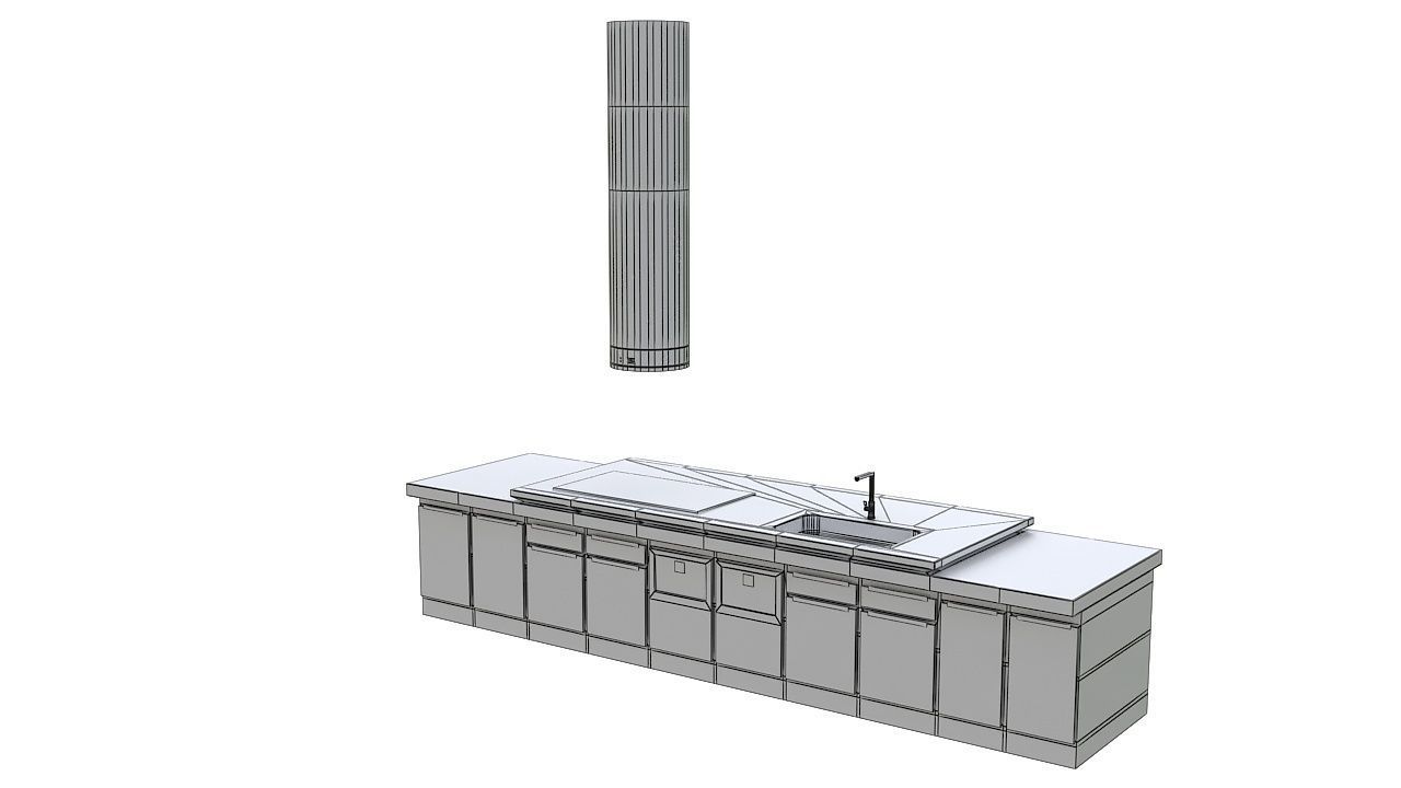 Long kitchen island 3D model_6