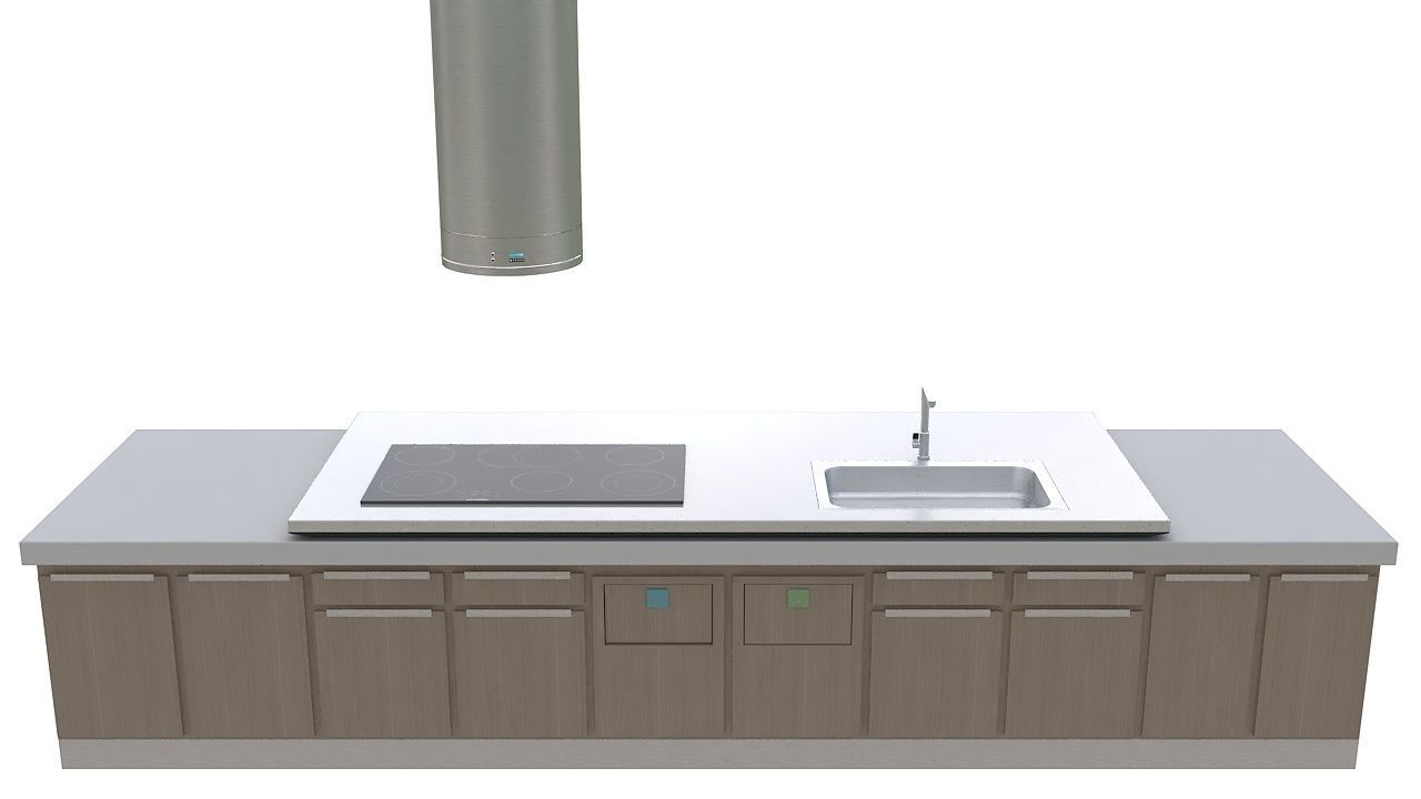 Long kitchen island 3D model_1