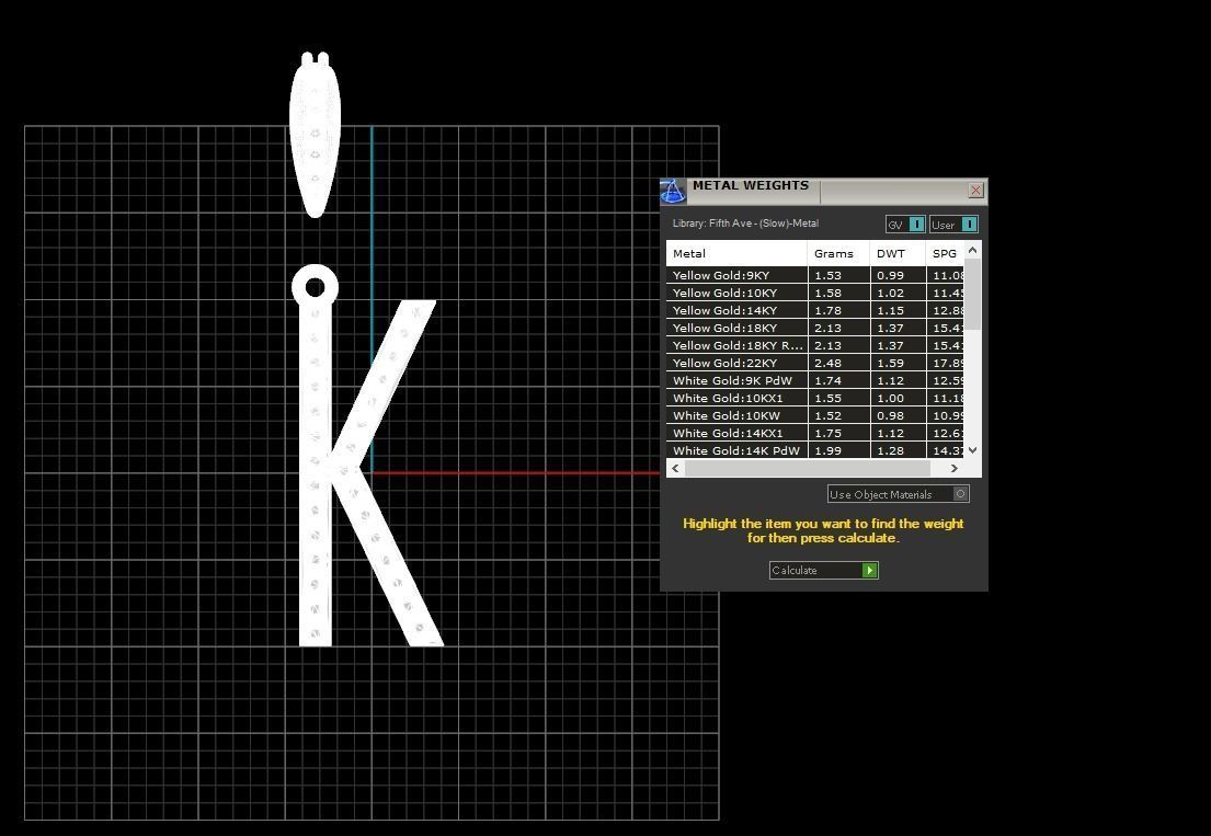 Initial Letters Pendant K 3D print model_6