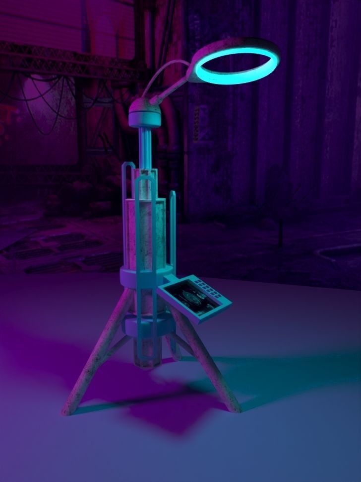 Cyberpunk light stand 3D model_4