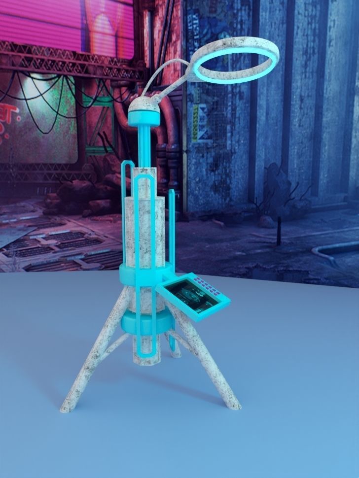 Cyberpunk light stand 3D model_3