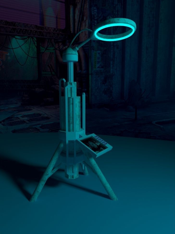 Cyberpunk light stand 3D model_1