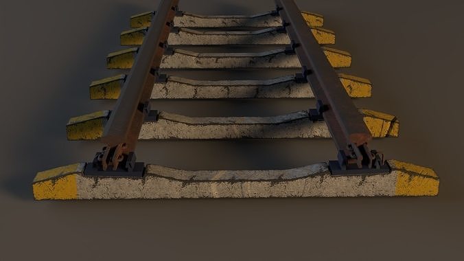 Railway track Low-poly 3D model Low-poly 3D model