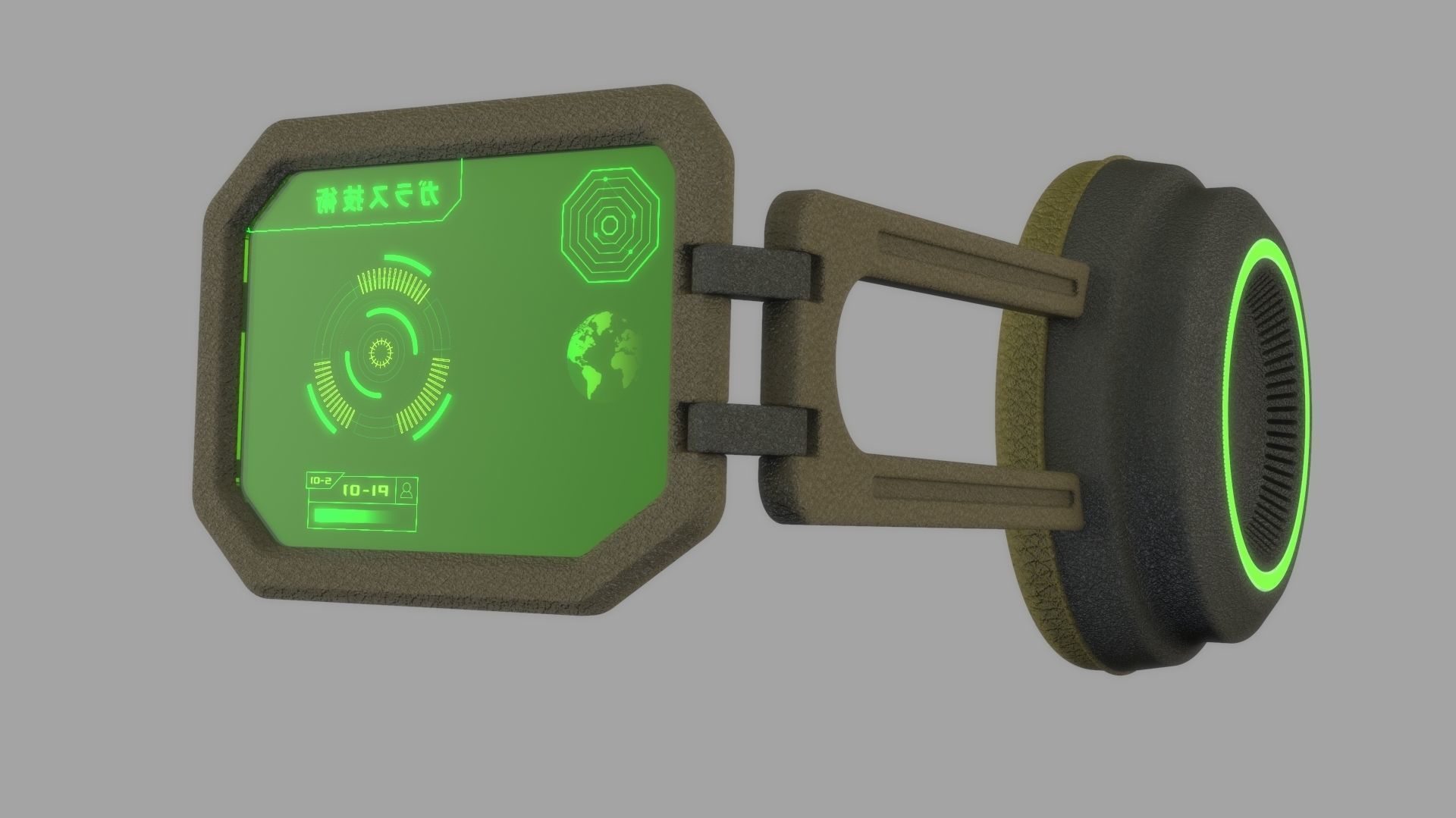 Sci fi and military monocle glasses goggles 3D model_10