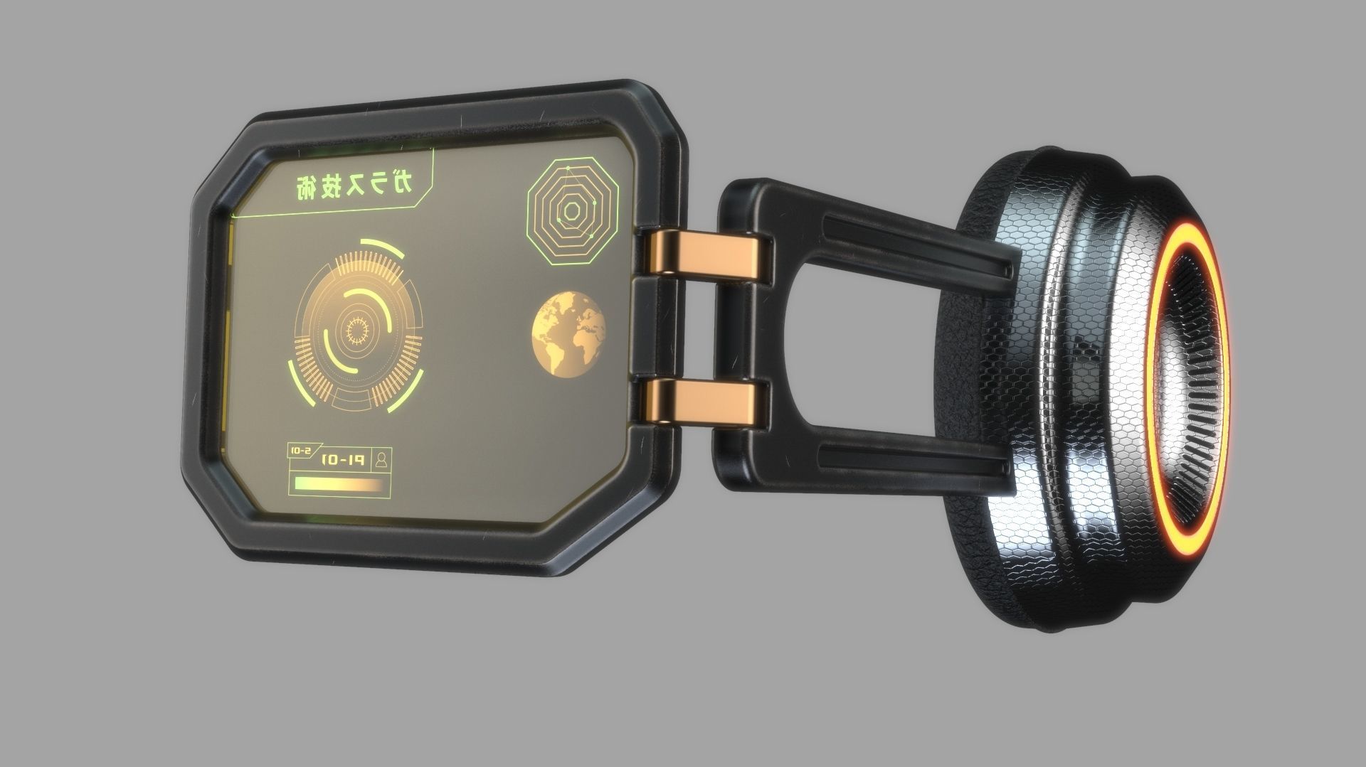 Sci fi and military monocle glasses goggles 3D model_11