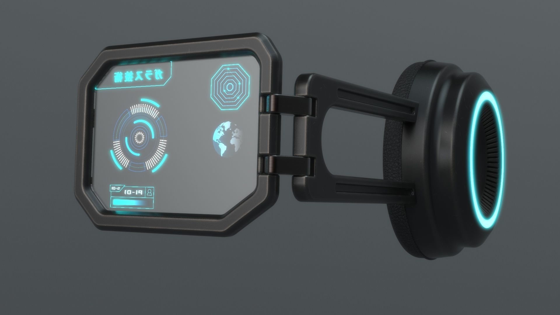 Sci fi and military monocle glasses goggles 3D model_2