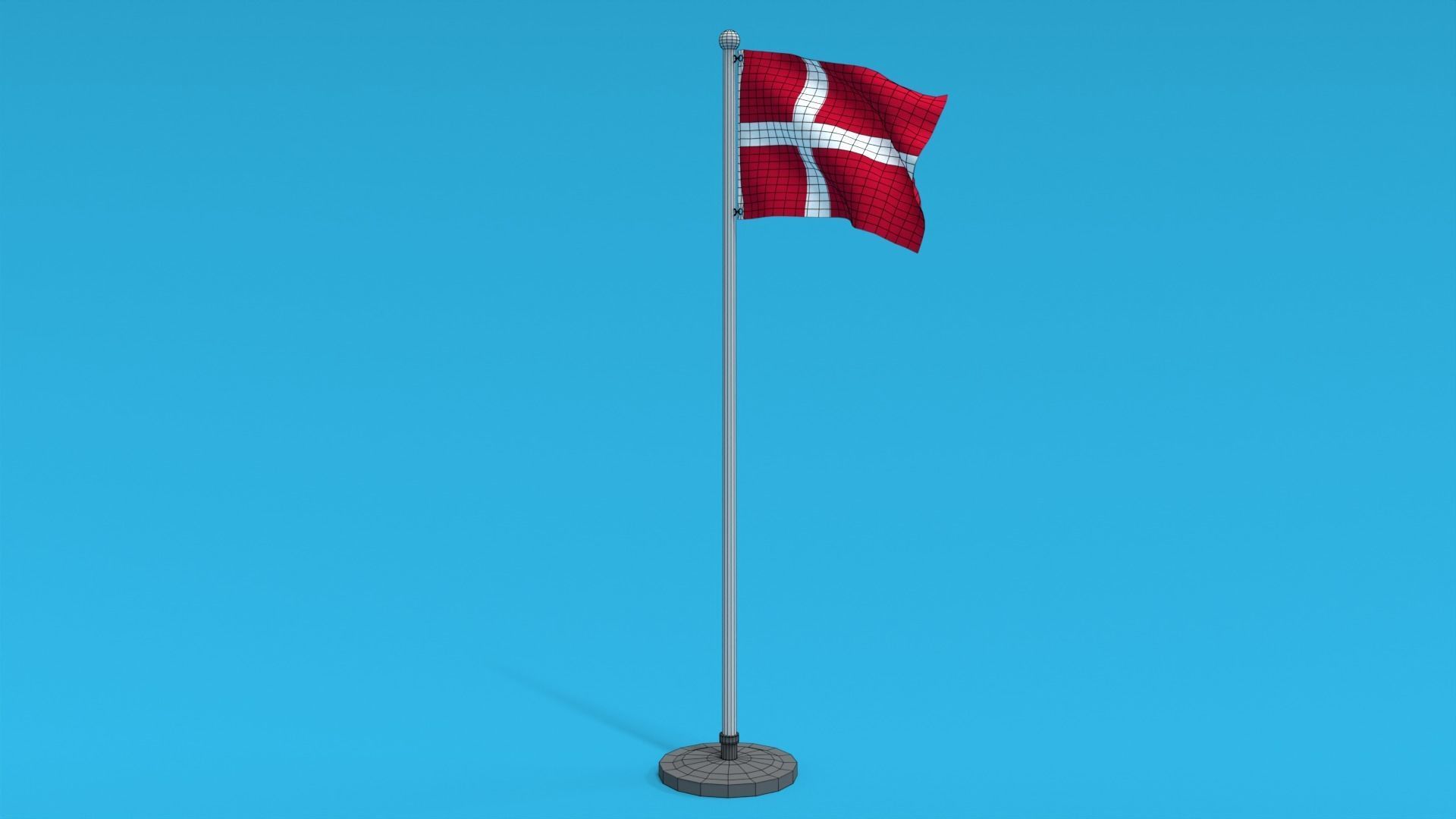 Low Poly Seamless Animated Denmark Flag Low-poly 3D model_10