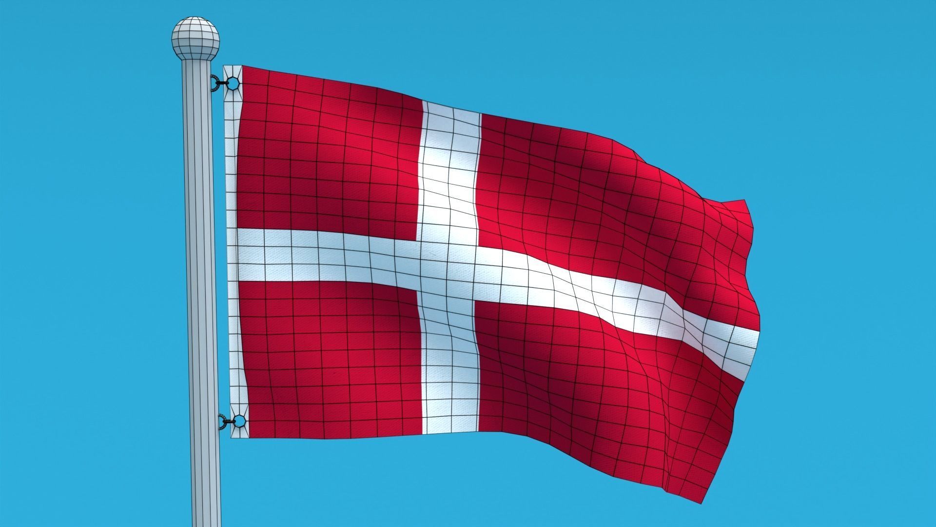 Low Poly Seamless Animated Denmark Flag Low-poly 3D model_17