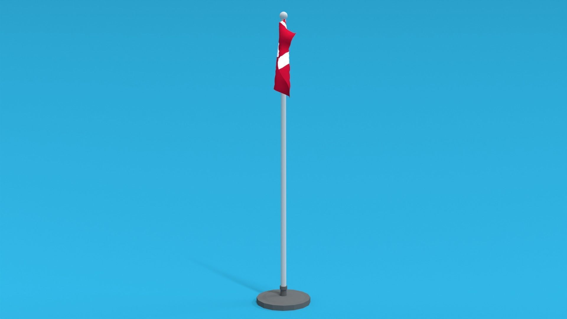 Low Poly Seamless Animated Denmark Flag Low-poly 3D model_2